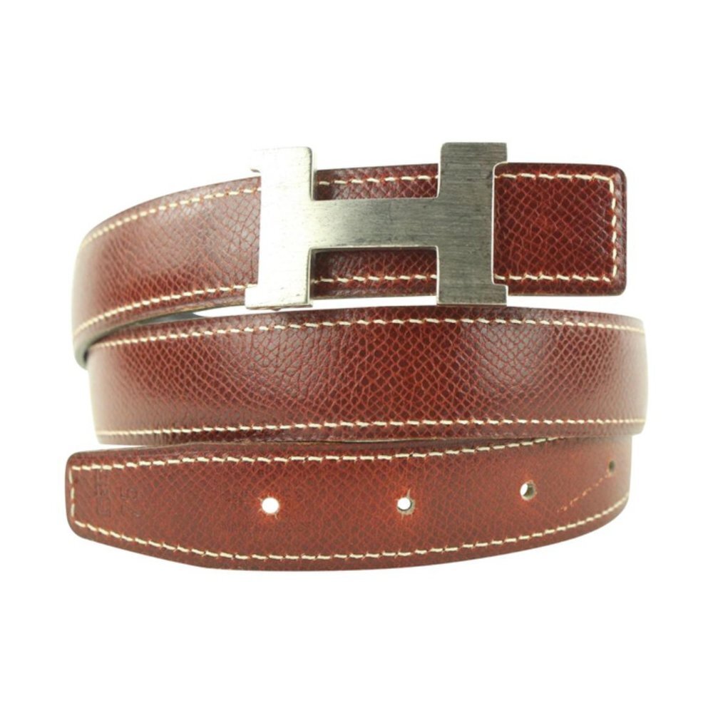 Hermès Burgundy x Black 24mm Reversible H Logo Bel